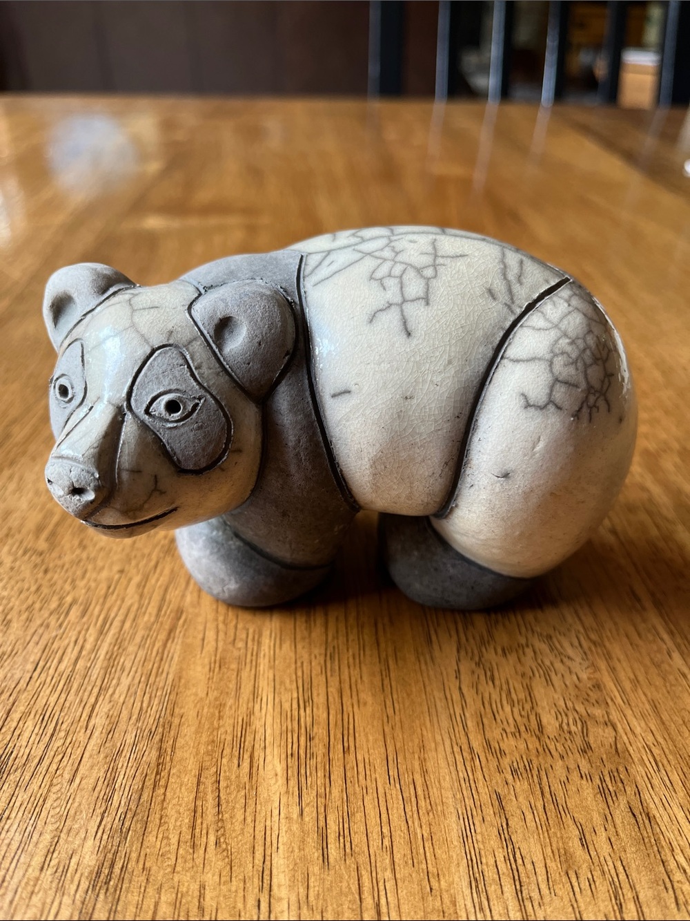 Handcrafted Pottery Ceramic Raku Panda Bear Figurine sculpture